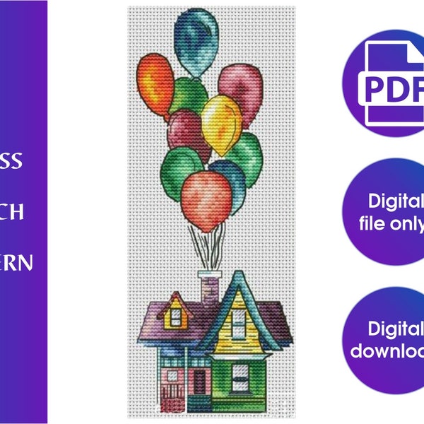 Balloons cross stitch pattern,Home cross stitch pattern,Balloons pattern,Cross stitch pattern pdf,Digital download pdf
