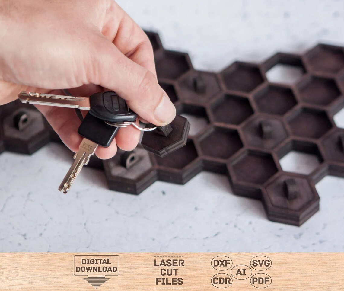 Key Holder Digital File Key Holder Laser Cut File Key Holder Etsy