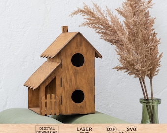Bird house plywood laser cut, Bird house plywood pattern, Bird house plywood svg, Wooden bird house laser cut, Wooden bird house svg