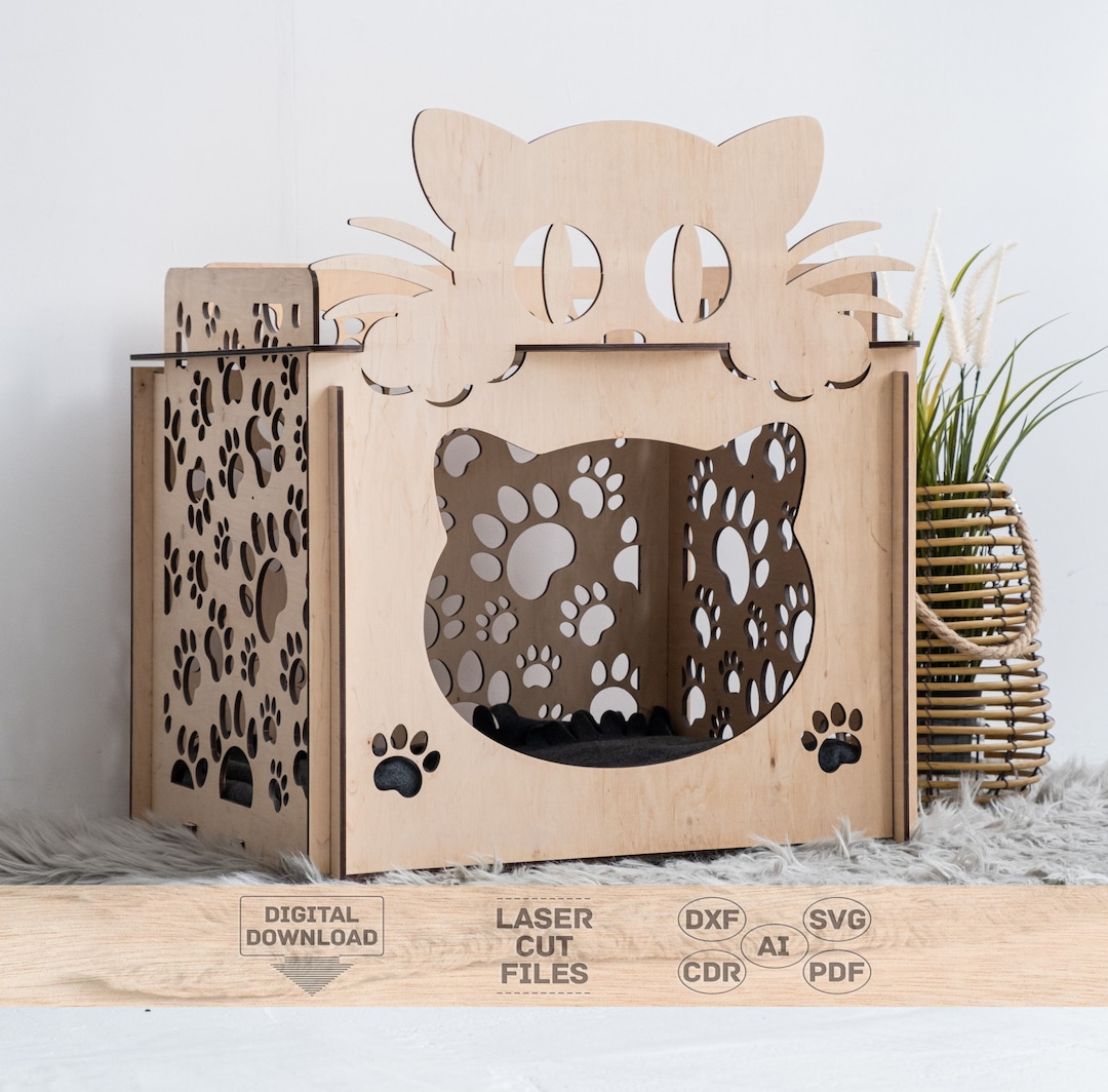 Cat House Svg, Cat House Laser Cut, Cat House Pdf, Cat House Pattern