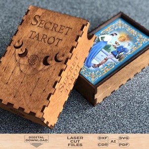 Tarot box svg, Tarot card box wood svg, Tarot card box laser file, Tarot card box digital file, Tarot wood svg, Tarot storage svg