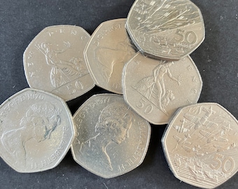 50p Collectible Coins,  Royal Mint Coin Hunt, 50p British Coins,  Large Discontinued 50p, d day coin