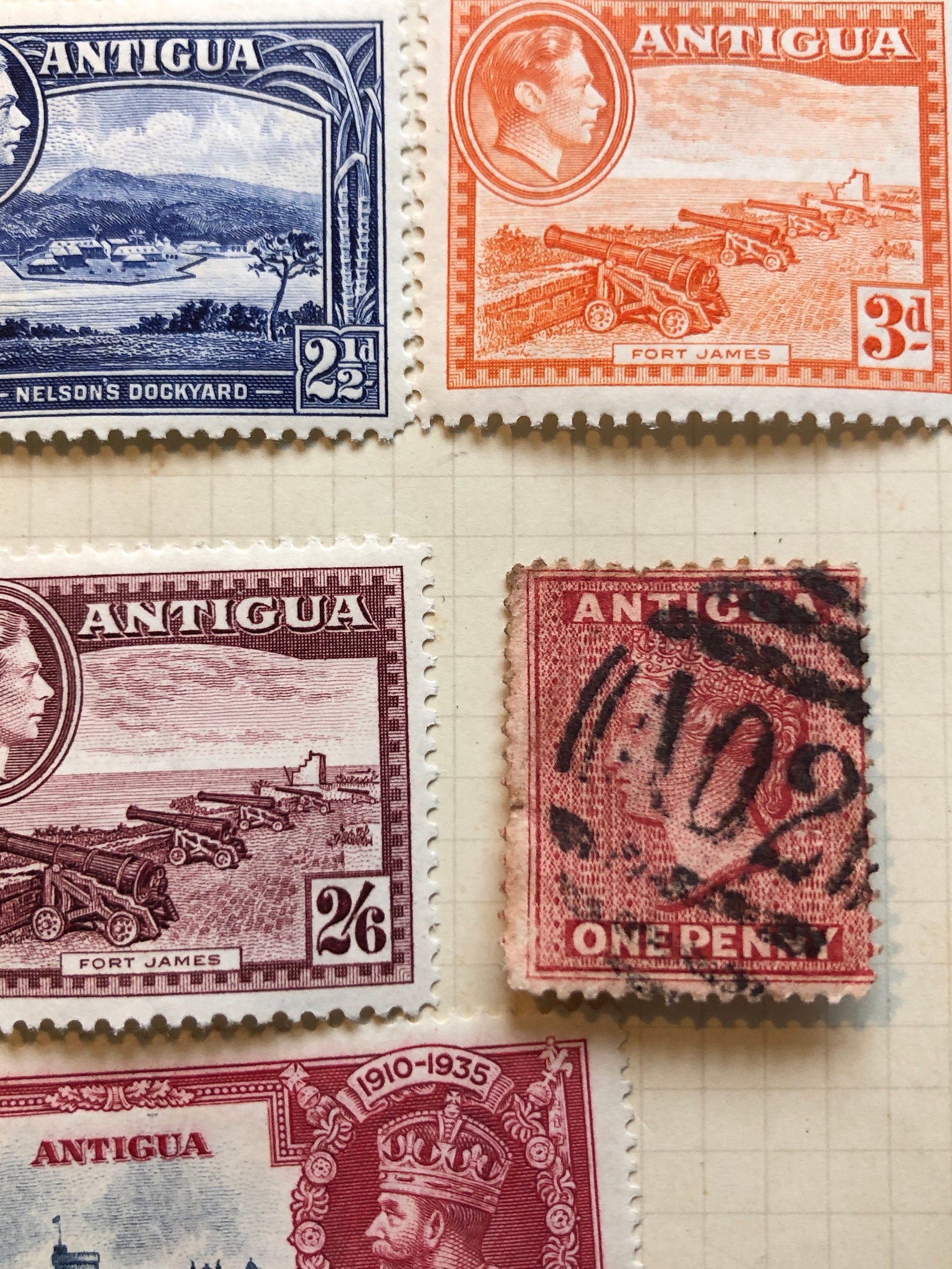 Antigua Stamps X 17 Antique Collectible Stamps Antiqua Etsy