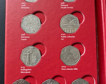 50p Collectible Coins, Great British Coin hunt book with 50p coins - no Kew Gardens