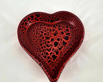 Murano Italian Art Glass Heart Dish Valentine Gift For Her Vintage 1960s Amber Gold Sculptured Footed Candy Heart Dish