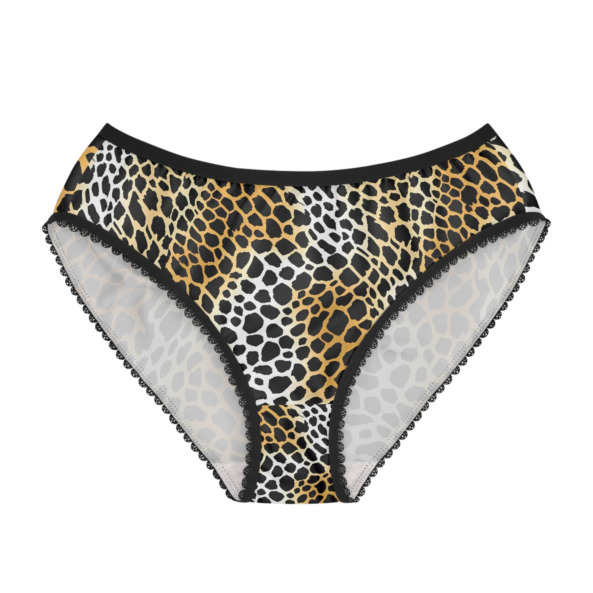 Leopard Print Panties With Black Lace Outline Lightweight Etsy