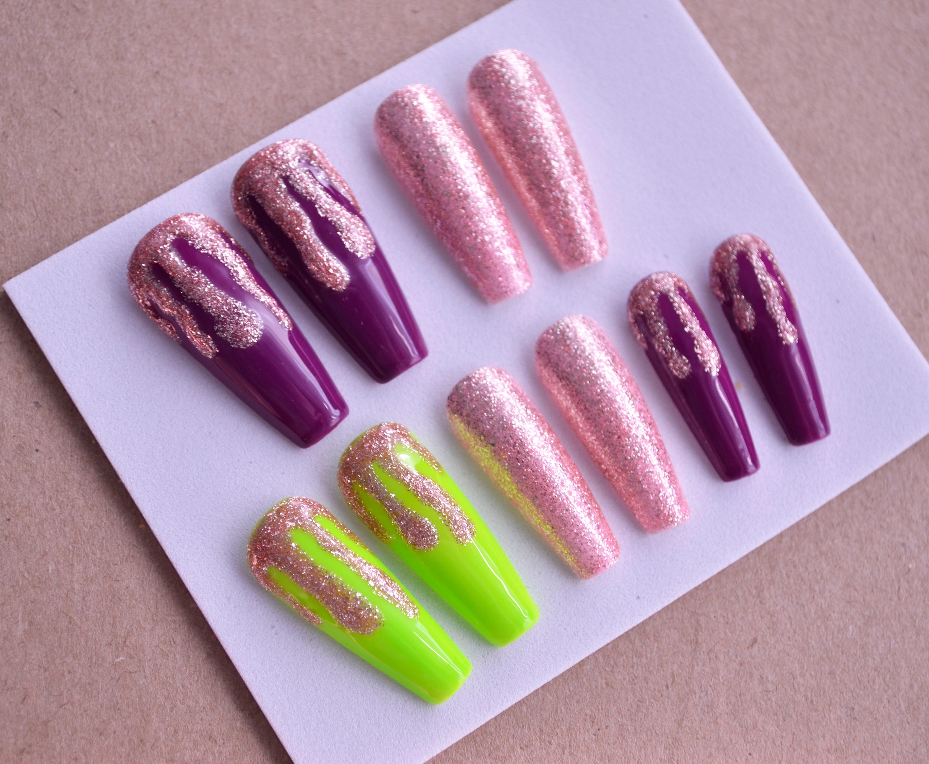 Press on Nails Glow in Dark Green Fluorescent Halloween Nails - Etsy UK