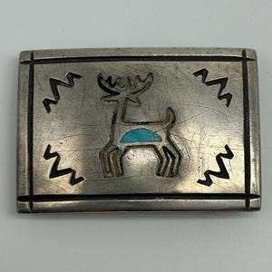 Sterling and Turquoise Belt Buckle / DN AS / TheShopsInUptown