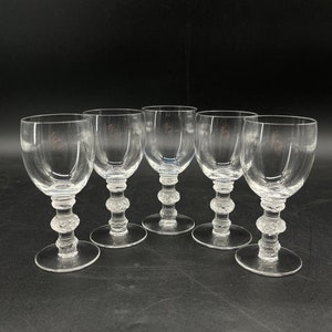 Set of 5 Lalique Saint Herbert Cordial Glasses / Lalique Crystal 