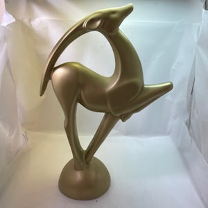 Vintage Haeger Art Deco Statue / Art Deco Impala Statue / Gold Gazelle Statue By Haeger / c. 1988 / TheShopsInUptown