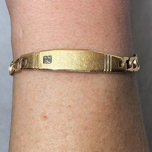 14 Karat Gold ID Bracelet / Medical Bracelet With .07 Carat Diamond #DN TheShopsInUptown