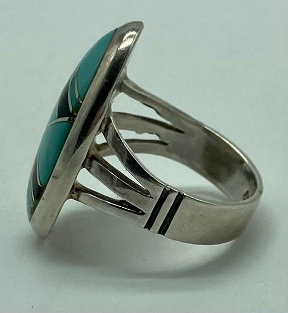 Hopi Handmade Sterling Silver Ring With Turquoise… - image 7