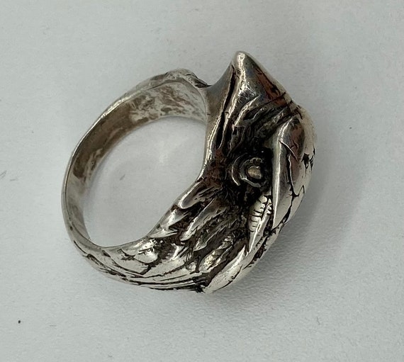 Large Heavy Gauge Sterling Silver Eagle Head Ring… - image 10