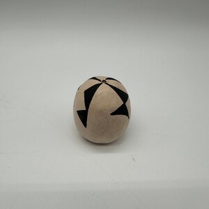 Signed LC Handmade Acoma Pueblo Mini Painted Pottery Flower Seed Pot / Vintage White Black Stripes Mini Seed Pot / TheShopsInUptown #DN