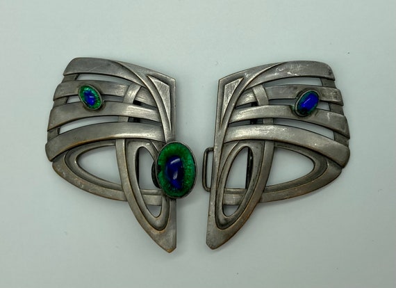 Art Nouveau Silver Toned German Made Belt Buckle … - image 7