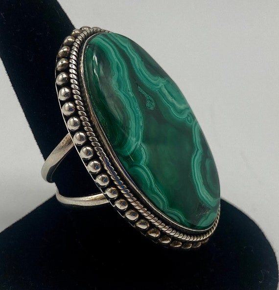 Huge Sterling Silver Ring With Large Gorgeous Ova… - image 2