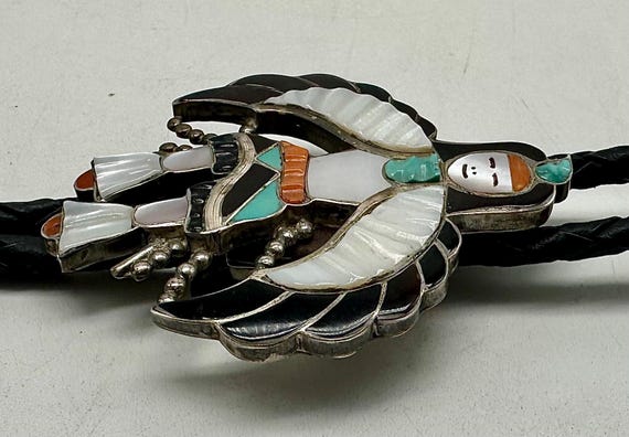 L & V Harker Signed Zuni Handmade Leather And Ste… - image 8