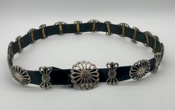 Hopi Handmade Black Leather Belt With Sterling Si… - image 2