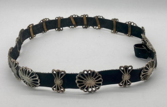 Hopi Handmade Black Leather Belt With Sterling Si… - image 3