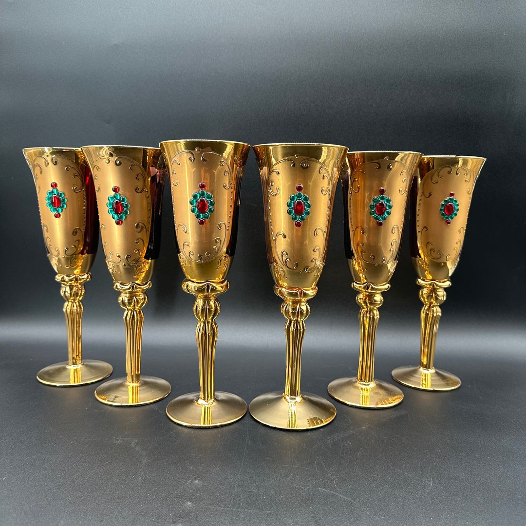 Set 8 Vintage 24K Gold Electroplate 49ers Goblets WMF of