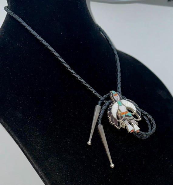 L & V Harker Signed Zuni Handmade Leather And Ste… - image 3