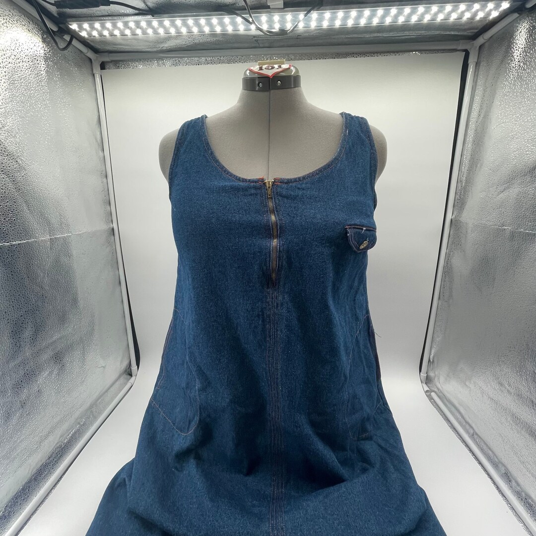 Vintage 1980s Denim Dress / Miss Joni of California Jumper Dress