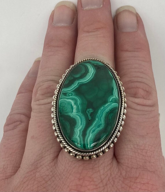 Huge Sterling Silver Ring With Large Gorgeous Ova… - image 10