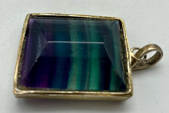 Rainbow Pendant / Large Rectangular Shaped Gold T… - image 6