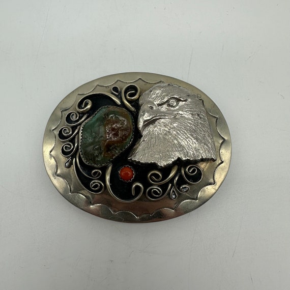 Native American Nickel Silver Eagle Turquoise and… - image 2