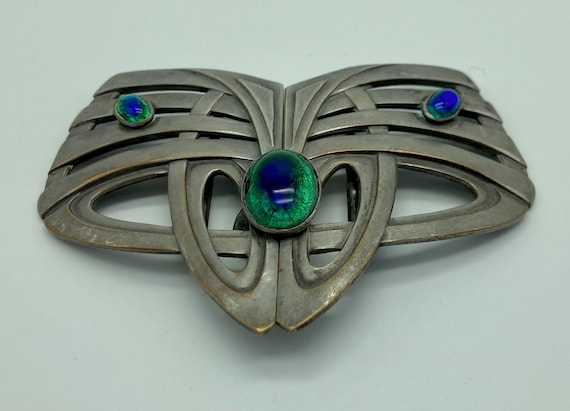 Art Nouveau Silver Toned German Made Belt Buckle … - image 2