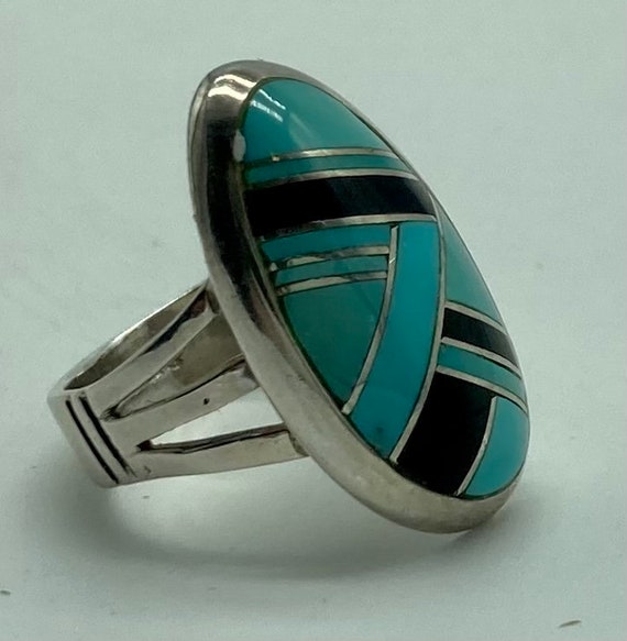 Hopi Handmade Sterling Silver Ring With Turquoise… - image 5