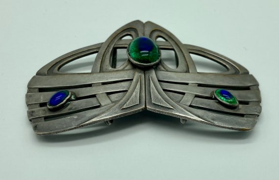 Art Nouveau Silver Toned German Made Belt Buckle … - image 4