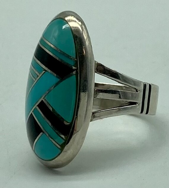 Hopi Handmade Sterling Silver Ring With Turquoise… - image 8