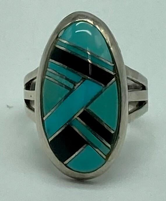 Hopi Handmade Sterling Silver Ring With Turquoise… - image 4