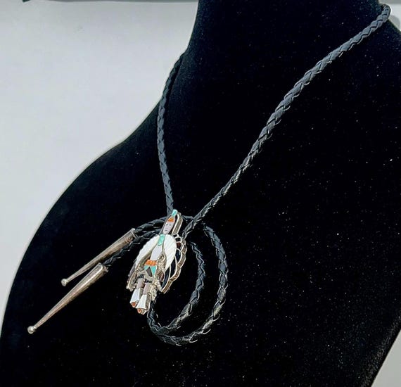 L & V Harker Signed Zuni Handmade Leather And Ste… - image 4