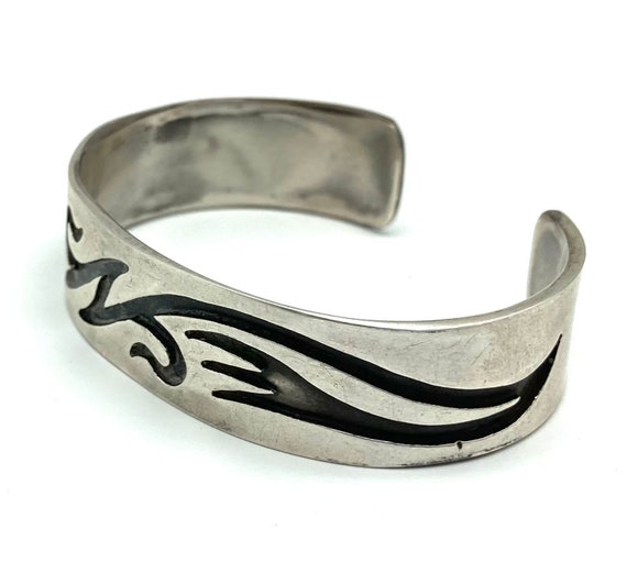 Native American Handmade Sterling Silver Cuff Bra… - image 7