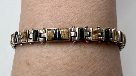 Hopi Handmade Sterling Silver Link / Panel Bracel… - image 1