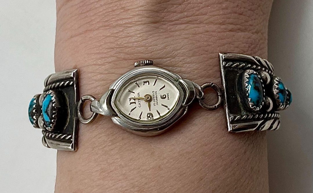 Caroly & Wilson Begay Signed Navajo Handmade Sterling Silver Watch Ends ...
