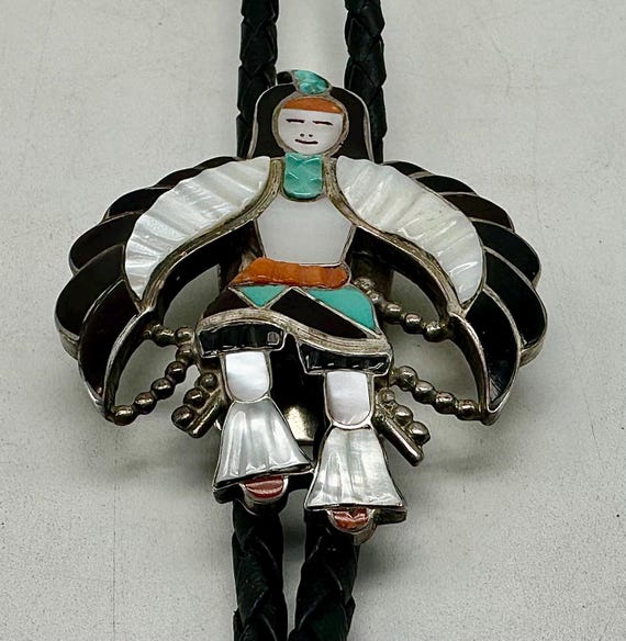 L & V Harker Signed Zuni Handmade Leather And Ste… - image 5