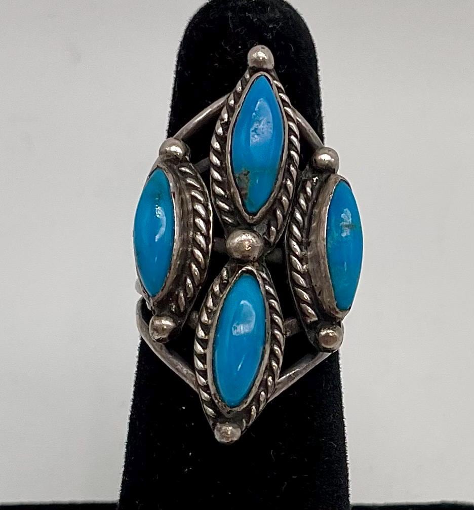 Belinda Woody Signed Navajo Handmade Sterling Silver Ring With 4
