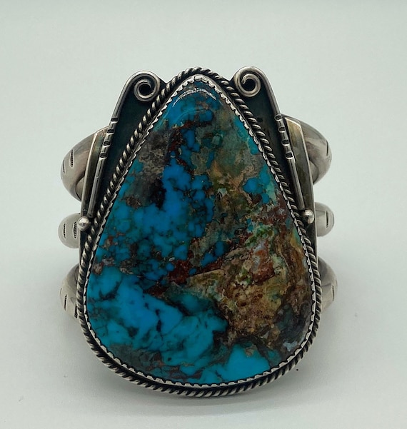 Mark Chee Signed Navajo Handmade Sterling Silver Cuff Bracelet