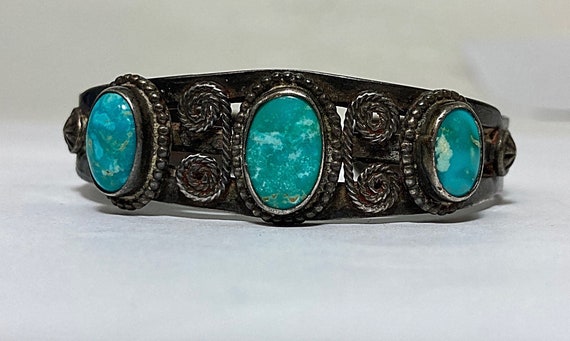 Navajo Handmade Fred Harvey Era Sterling Silver Cuff Navajo Handmade Fred Harvey Era Sterling Silver Cuff