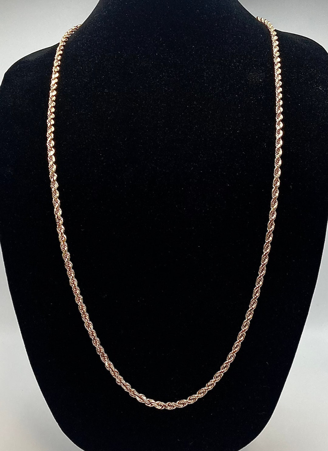 Thick 36 Inch Long 14 Karat Gold Rope Chain Necklace by Kitsinian