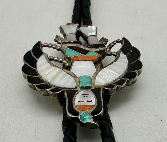 L & V Harker Signed Zuni Handmade Leather And Ste… - image 7