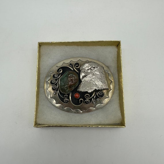Native American Nickel Silver Eagle Turquoise and… - image 1