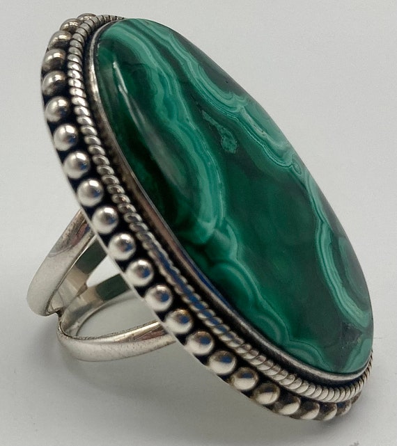 Huge Sterling Silver Ring With Large Gorgeous Ova… - image 5