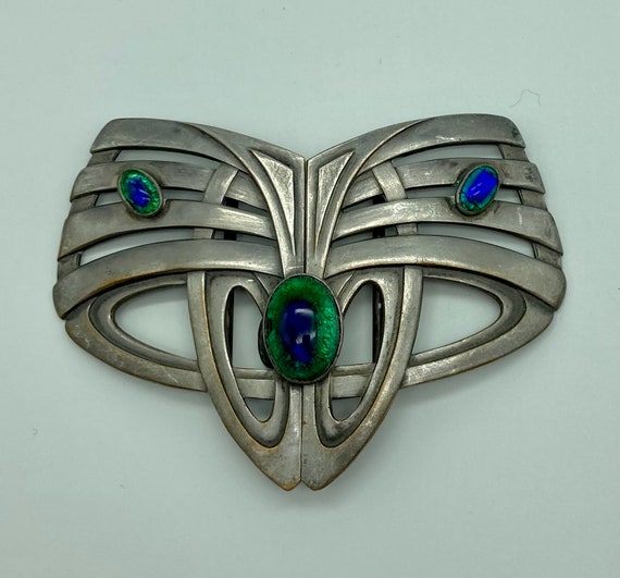 Art Nouveau Silver Toned German Made Belt Buckle … - image 1