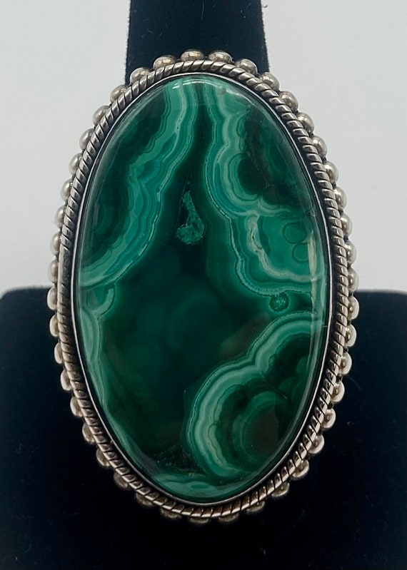 Huge Sterling Silver Ring With Large Gorgeous Ova… - image 1