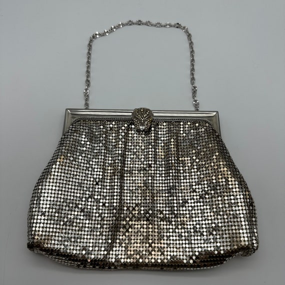 Whiting and Davis Silver 2983 Mesh Clutch Chain Handle Purse