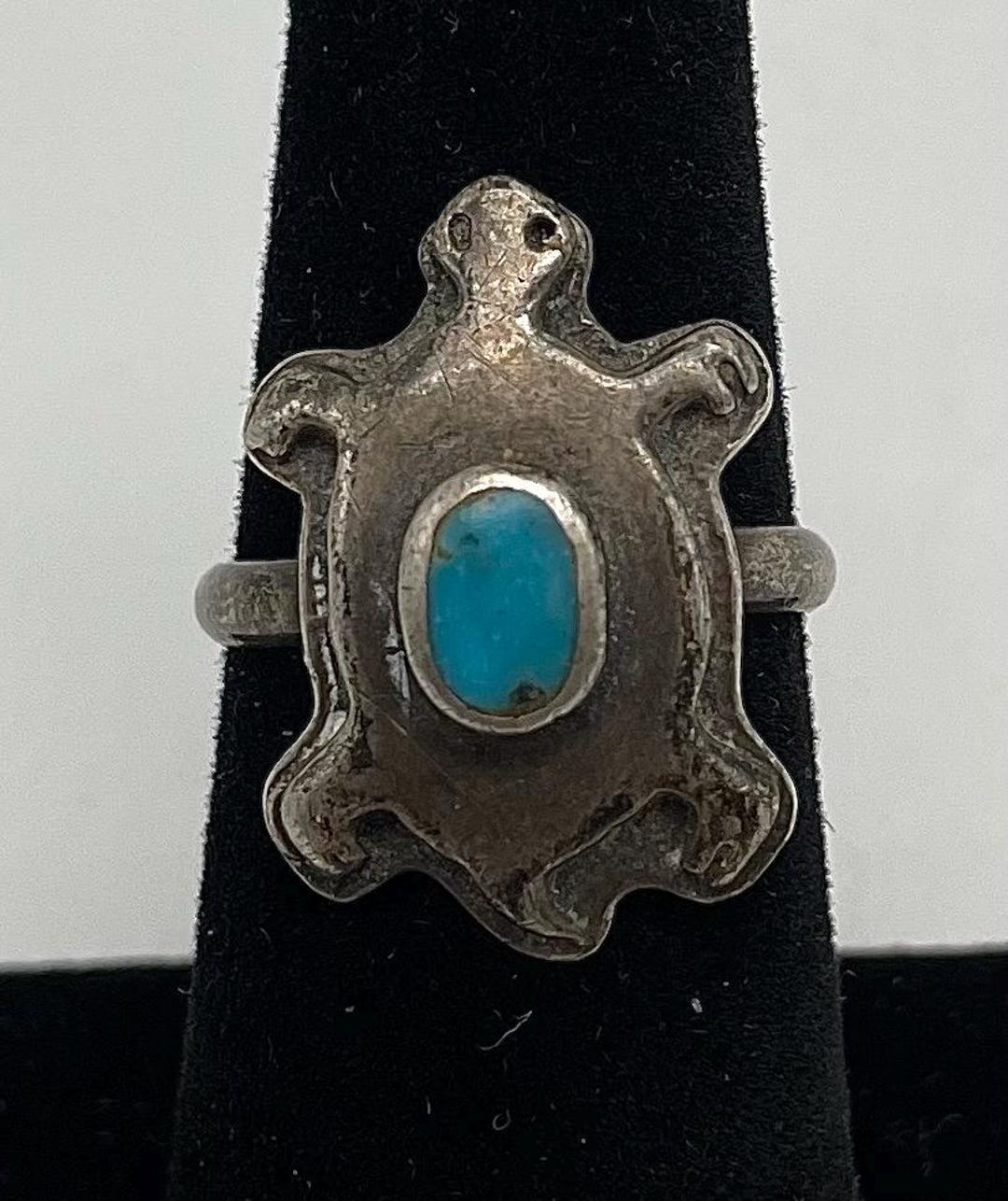 Turtle Ring / Native American Handmade Sterling Silver Turtle Ring With ...